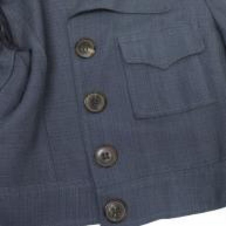 Pre Owned Missoni Blue Linen Cropped Jacket M