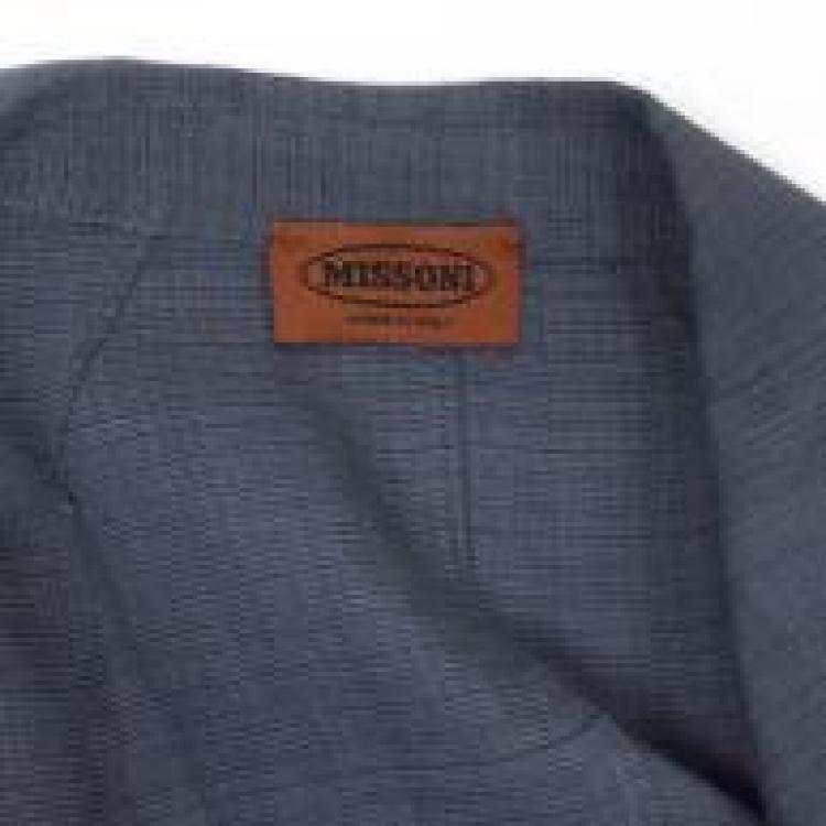 Pre Owned Missoni Blue Linen Cropped Jacket M