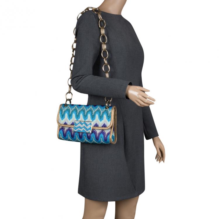 Pre Owned Missoni Multicolor Shimmering Weave Fabric Shoulder Bag