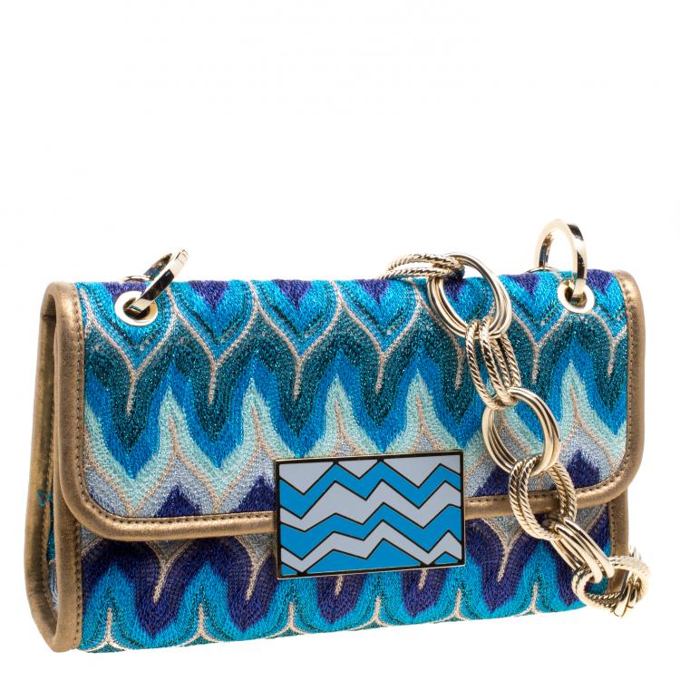 Pre Owned Missoni Multicolor Shimmering Weave Fabric Shoulder Bag