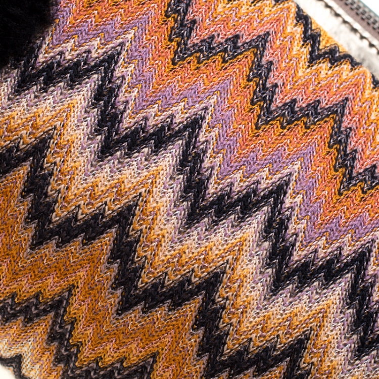 Pre Owned Missoni Multicolor Wave Canvas and Leather Shoulder Bag