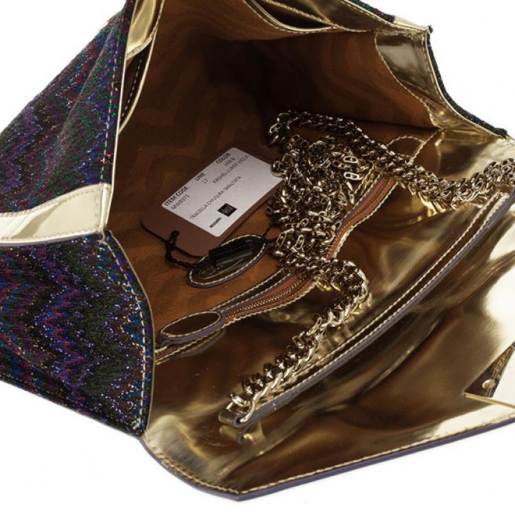 Pre Owned Missoni Metallic Fabric and Leather Shoulder Bag