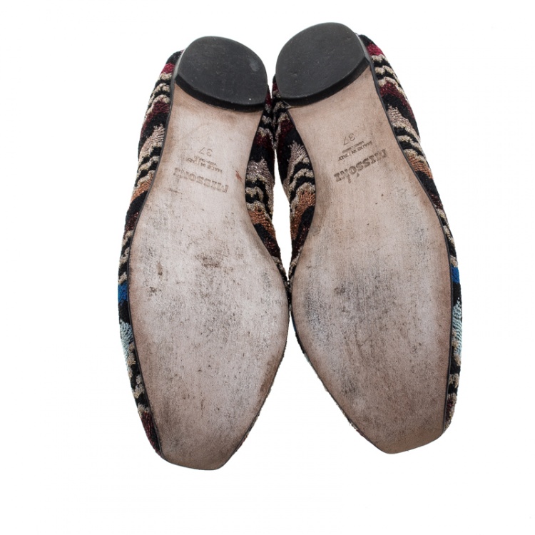 Pre Owned Missoni Multicolor Knit Scrunch Ballet Flats Size 37