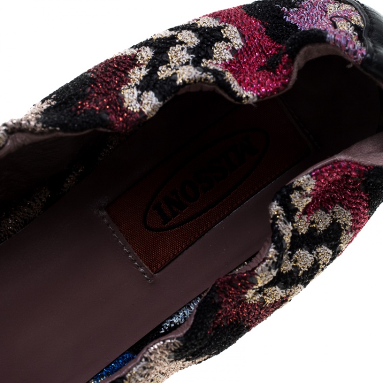 Pre Owned Missoni Multicolor Knit Scrunch Ballet Flats Size 37