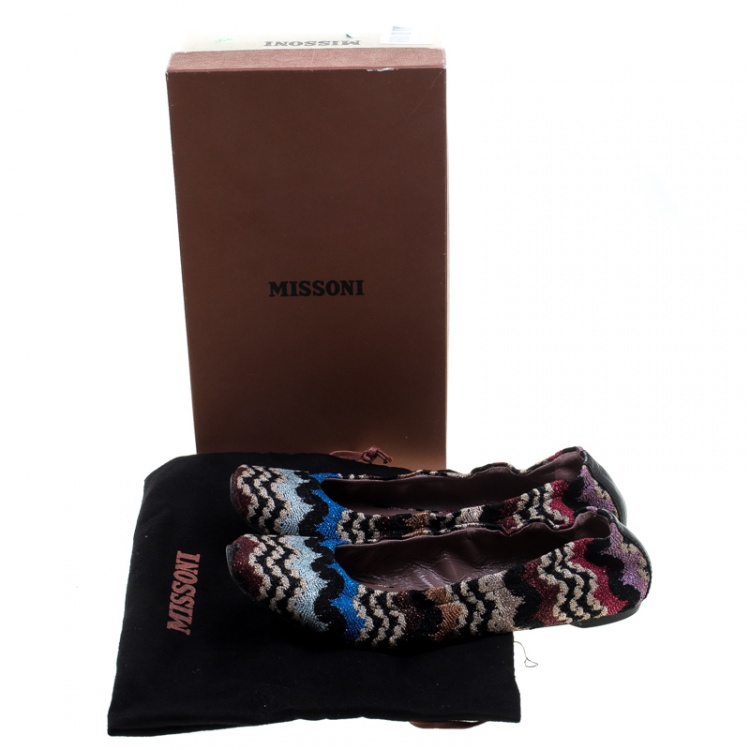 Pre Owned Missoni Multicolor Knit Scrunch Ballet Flats Size 37