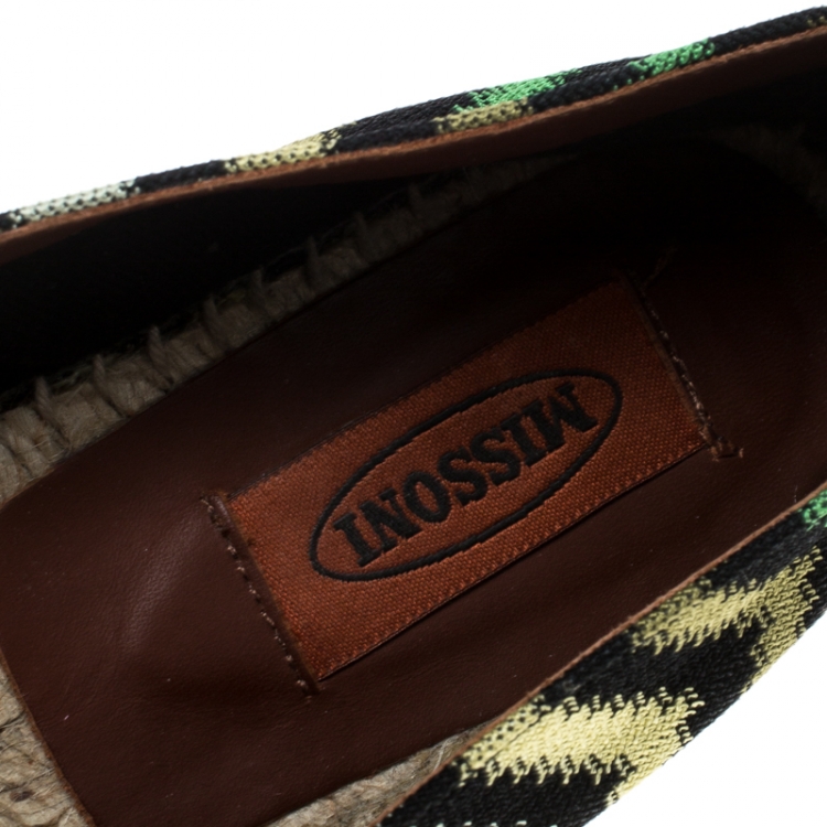 Pre Owned Missoni Black Multicolor Patterned Knit Fabric Flat Espadrilles Size 36 