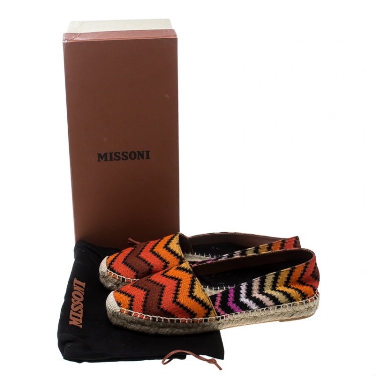 Pre Owned Missoni Multicolor Patterned Knit Fabric Flat Espadrilles Size 36 
