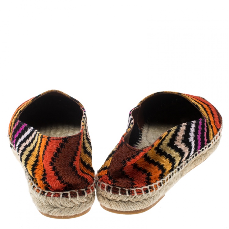 Pre Owned Missoni Multicolor Patterned Knit Fabric Flat Espadrilles Size 36 
