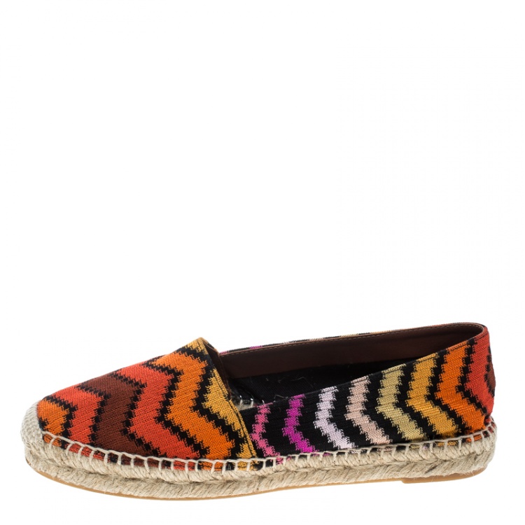 Pre Owned Missoni Multicolor Patterned Knit Fabric Flat Espadrilles Size 36 