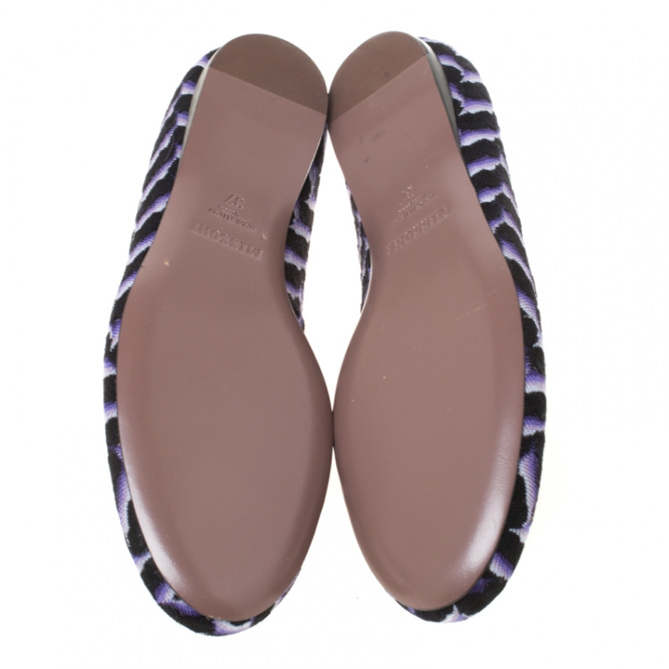 Pre Owned Missoni Multicolor Knit Fabric Ballet Flats Size 37 