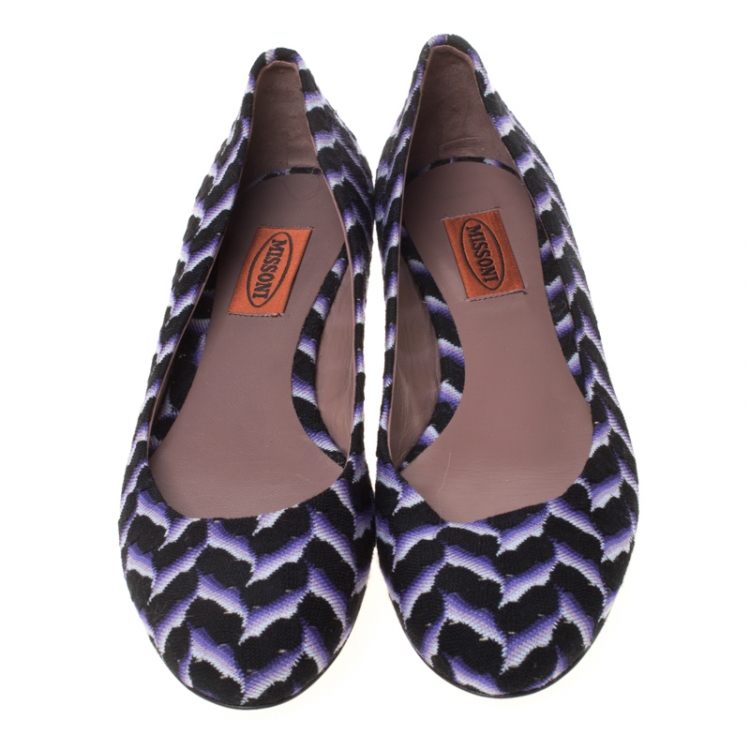 Pre Owned Missoni Multicolor Knit Fabric Ballet Flats Size 37 