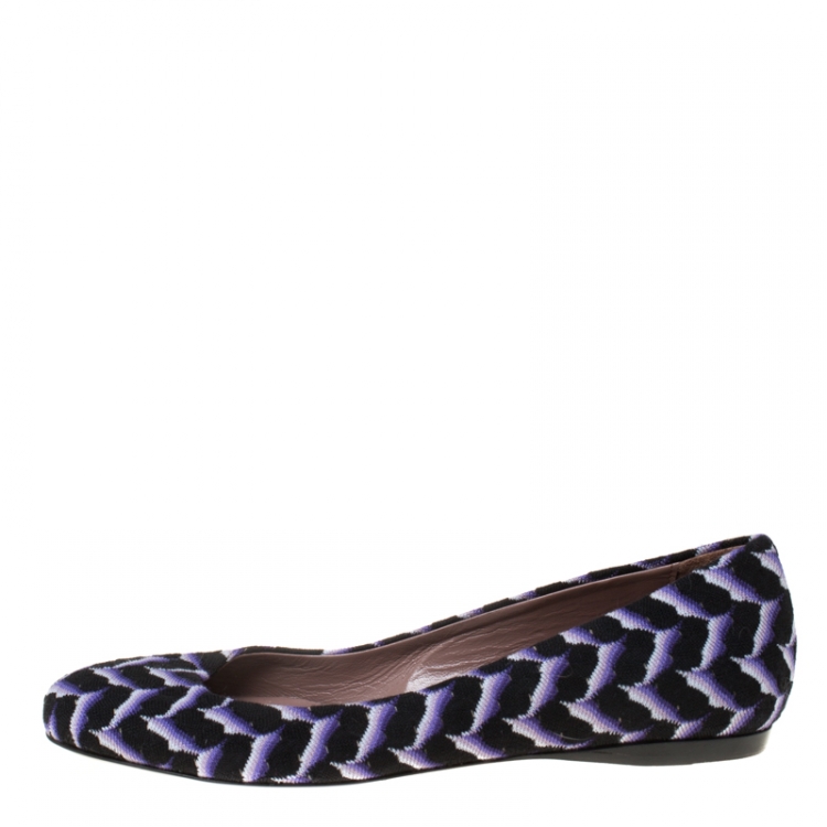 Pre Owned Missoni Multicolor Knit Fabric Ballet Flats Size 37 