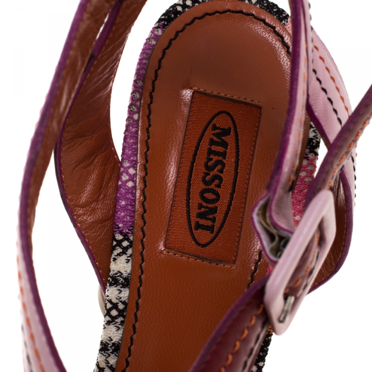 Pre Owned Missoni Pink/Red Leather Strappy Sandals Size 40