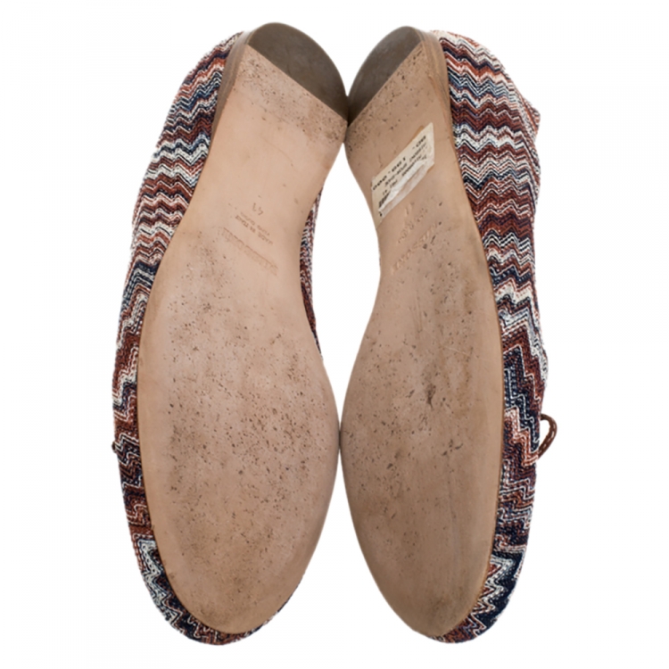 Pre Owned Missoni Multicolor Knit Ballet Flats Size 41