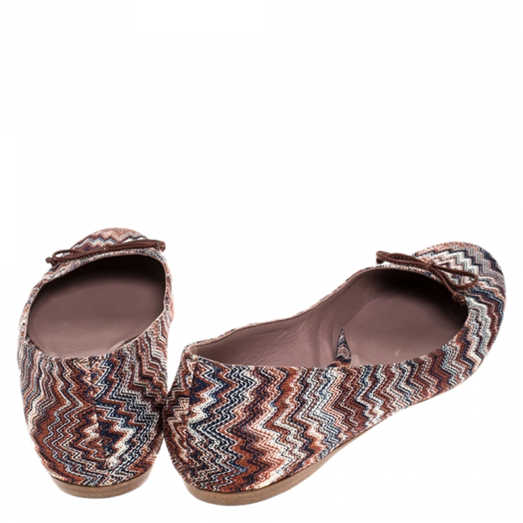 Pre Owned Missoni Multicolor Knit Ballet Flats Size 41
