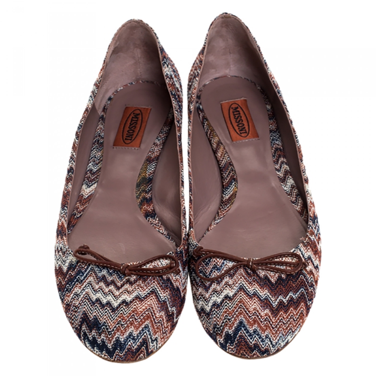 Pre Owned Missoni Multicolor Knit Ballet Flats Size 41