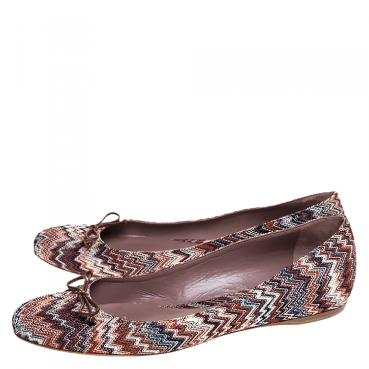 Pre Owned Missoni Multicolor Knit Ballet Flats Size 41