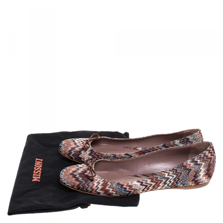 Pre Owned Missoni Multicolor Knit Ballet Flats Size 41
