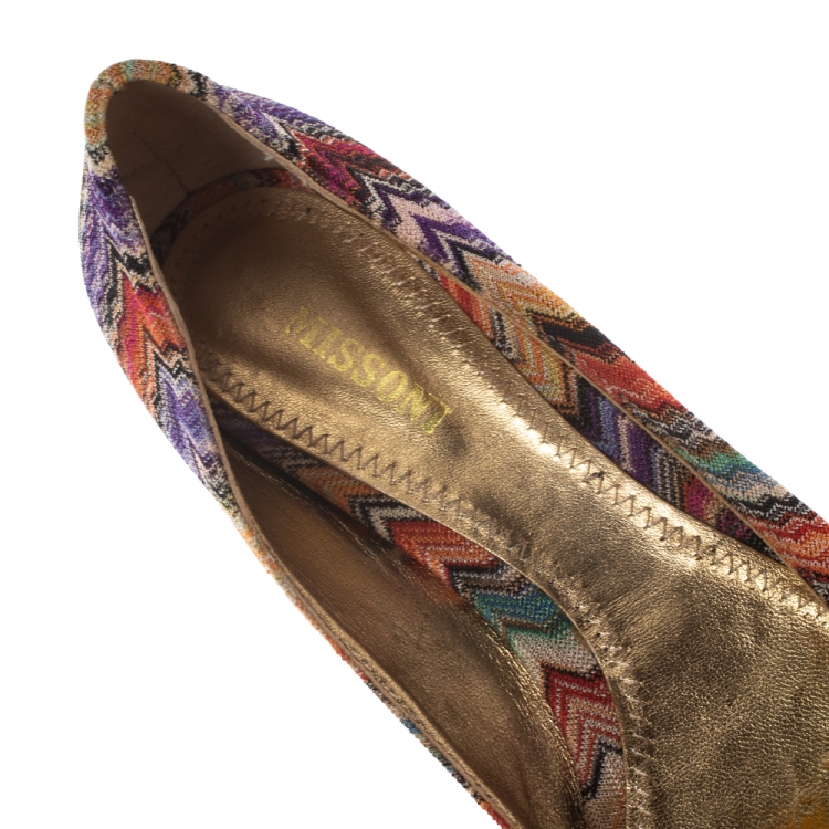 Pre Owned Missoni Multicolor Knit Ballet Flats Size 41