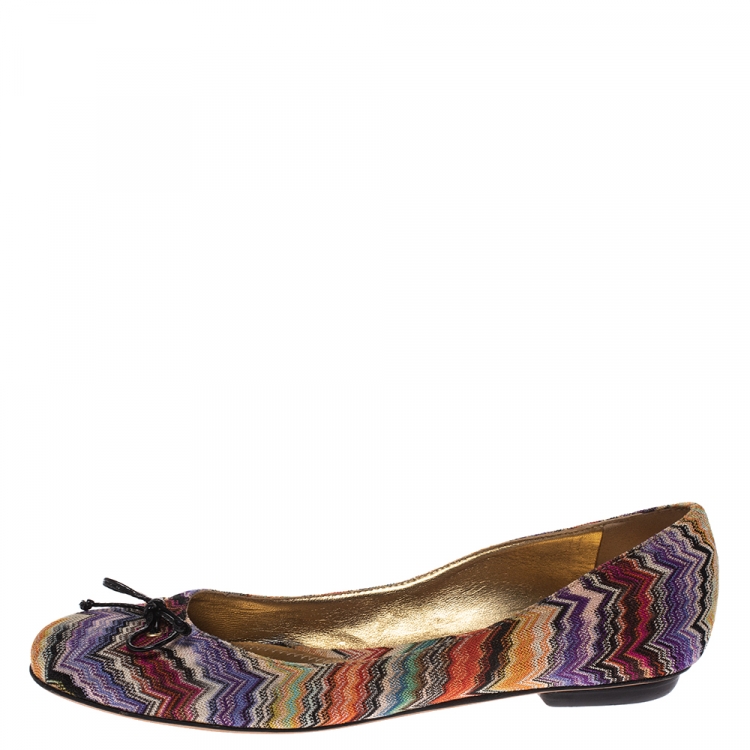 Pre Owned Missoni Multicolor Knit Ballet Flats Size 41