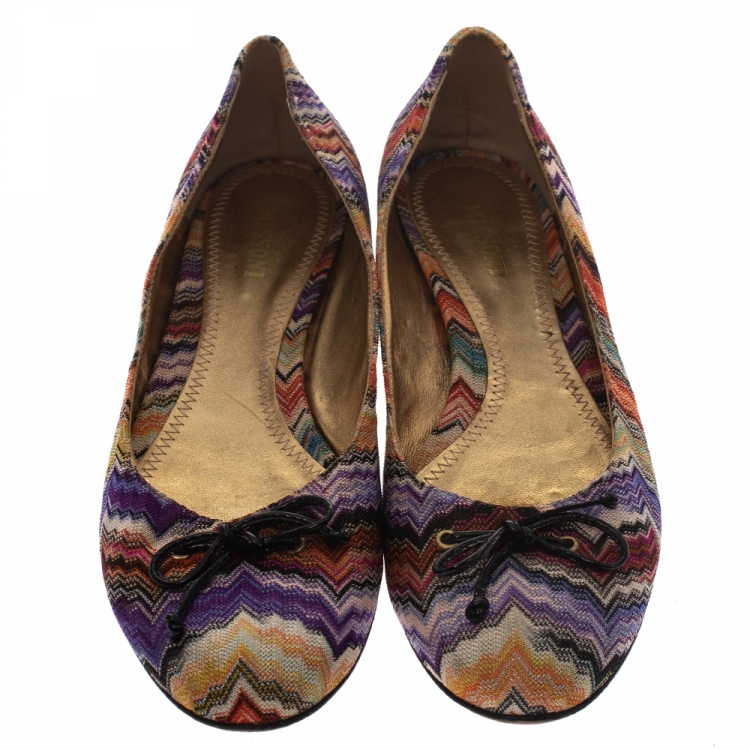 Pre Owned Missoni Multicolor Knit Ballet Flats Size 41
