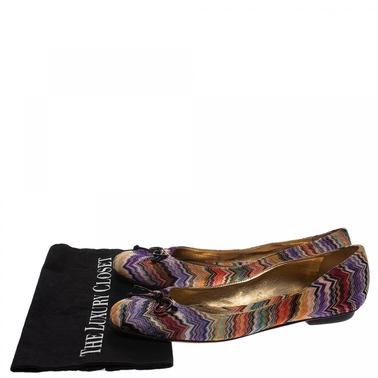Pre Owned Missoni Multicolor Knit Ballet Flats Size 41