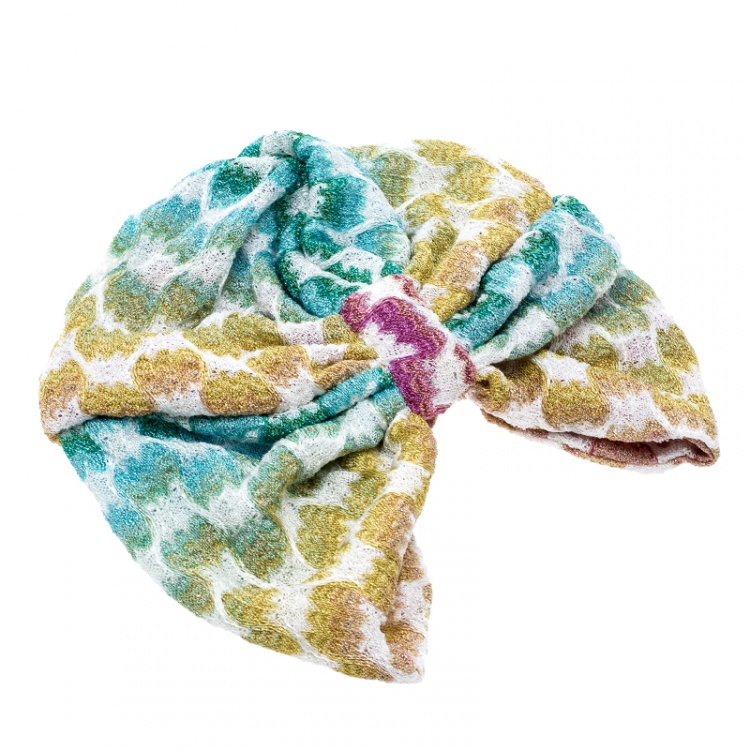 Pre Owned Missoni Mare Multicolor Patterned Lurex Knit Turban
