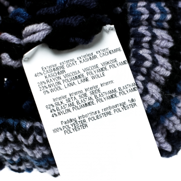 Pre Owned Missoni Multicolor Chunky Knit  Cashmere and Wool Beanie