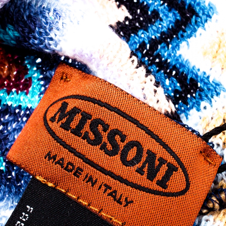 Pre Owned Missoni Multicolor Wool Blend Zig Zag Knit Beanie