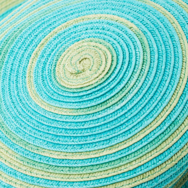 Pre Owned Missoni Turquoise Blue & Yellow Stripes Straw Beach Hat XL