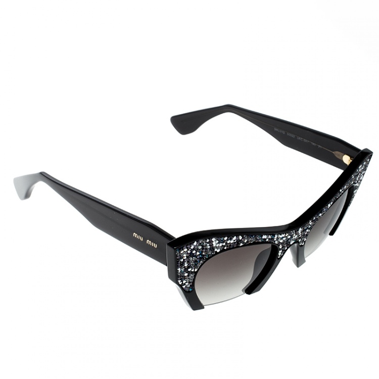 Miu miu crystal discount trim rimless cat-eye sunglasses