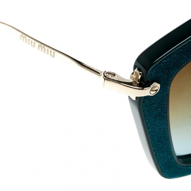 Pre Owned Miu Miu Gree/Brown Gradient SMU06O Geometric Sunglasses 