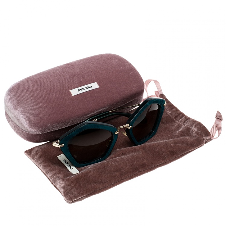 Pre Owned Miu Miu Gree/Brown Gradient SMU06O Geometric Sunglasses 