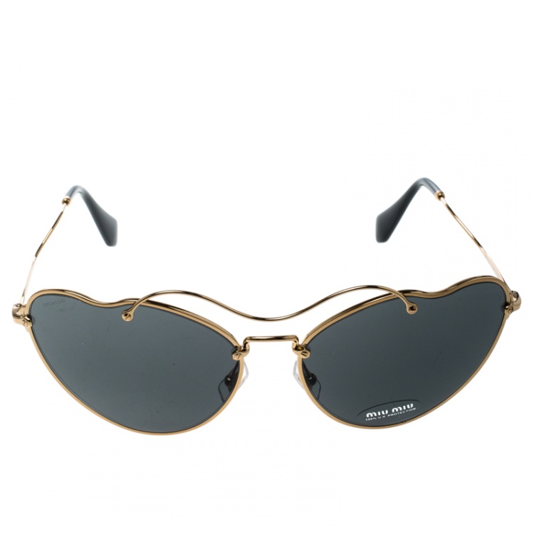 Pre Owned Miu Miu Gold/Black SMU55R Butterfly Sunglasses