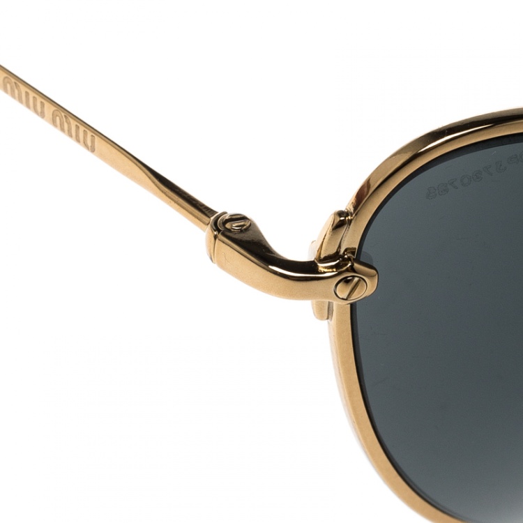 Pre Owned Miu Miu Gold/Black SMU55R Butterfly Sunglasses