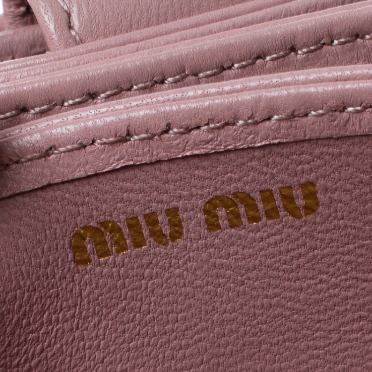 Pre Owned Miu Miu Blush Pink Matelasse Leather Card Holder
