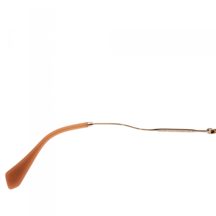 Pre Owned Miu Miu Gold/Brown SMU 56R Butterfly Sunglasses