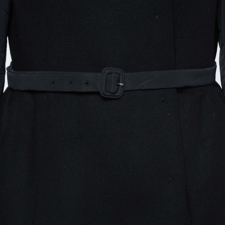 Pre Owned Miu Miu  Black Wool Belted Montone Scamosc Cappotto L