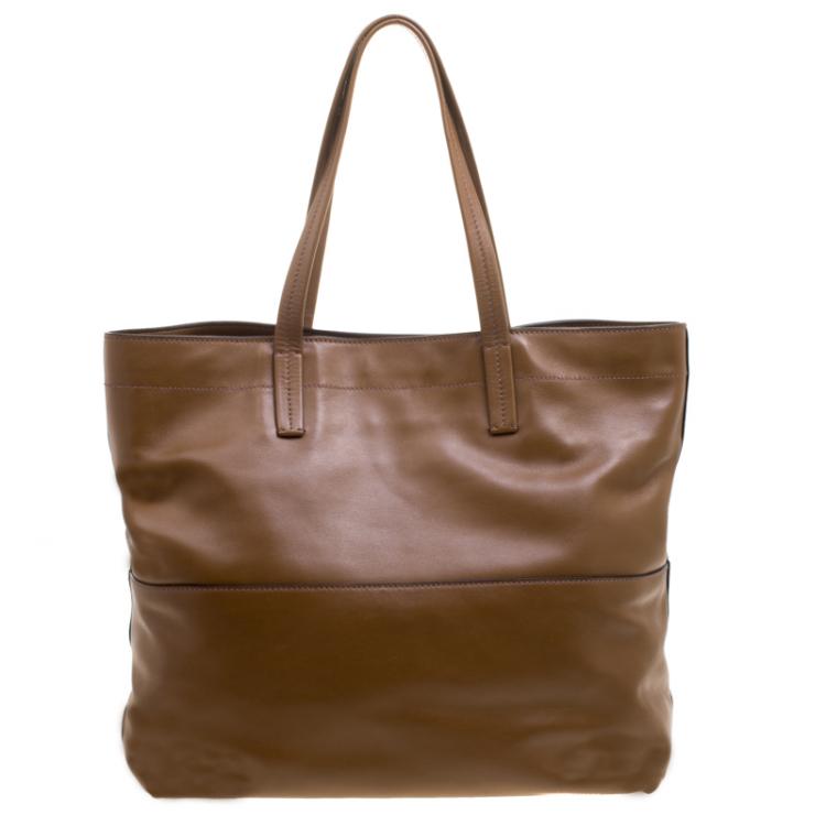 Pre Owned Miu Miu Brown Vitello Soft Leather Tote
