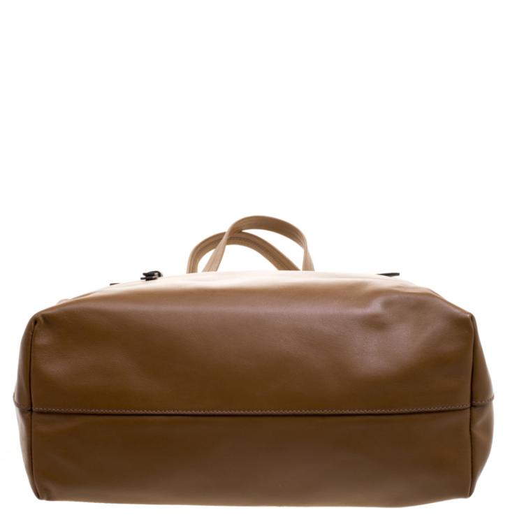 Pre Owned Miu Miu Brown Vitello Soft Leather Tote