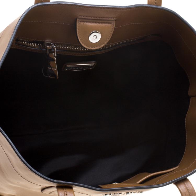 Pre Owned Miu Miu Brown Vitello Soft Leather Tote