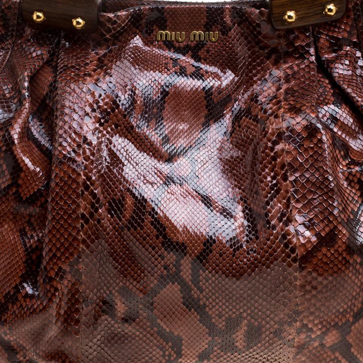 Pre Owned Miu Miu Brown Python Tote