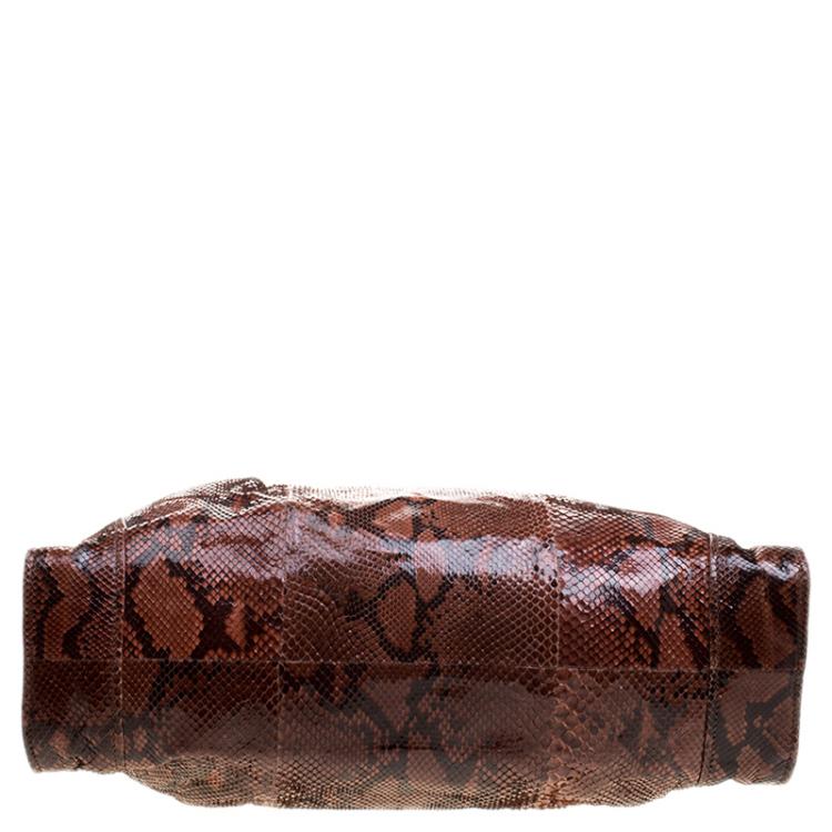 Pre Owned Miu Miu Brown Python Tote