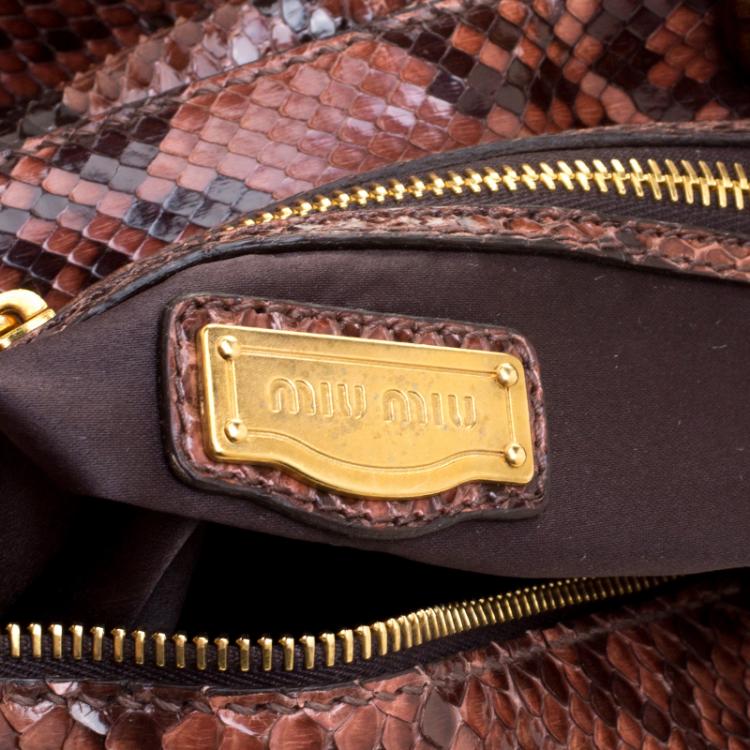 Pre Owned Miu Miu Brown Python Tote
