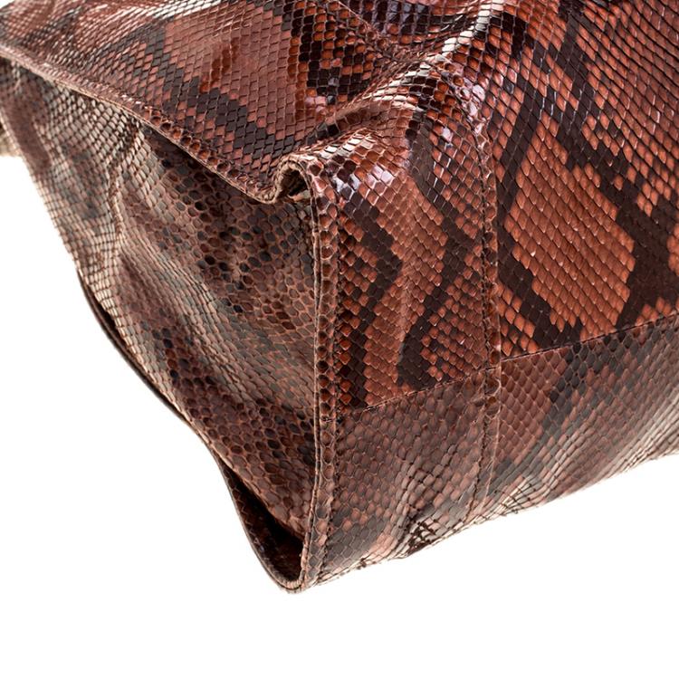 Pre Owned Miu Miu Brown Python Tote