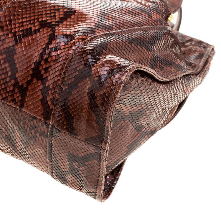 Pre Owned Miu Miu Brown Python Tote