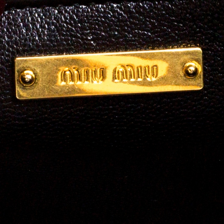 Pre Owned Miu Miu Black Matelasse Leather Biker Tote