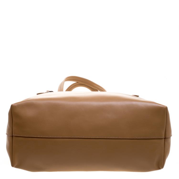 Pre Owned Miu Miu Brown Vitello Soft Leather Tote