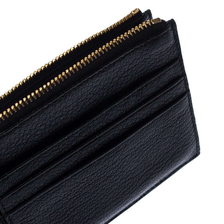 Pre Owned Miu Miu Black Leather Madras Card Holder 