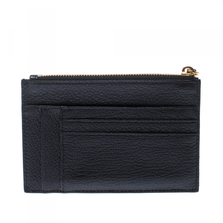 Pre Owned Miu Miu Black Leather Madras Card Holder 